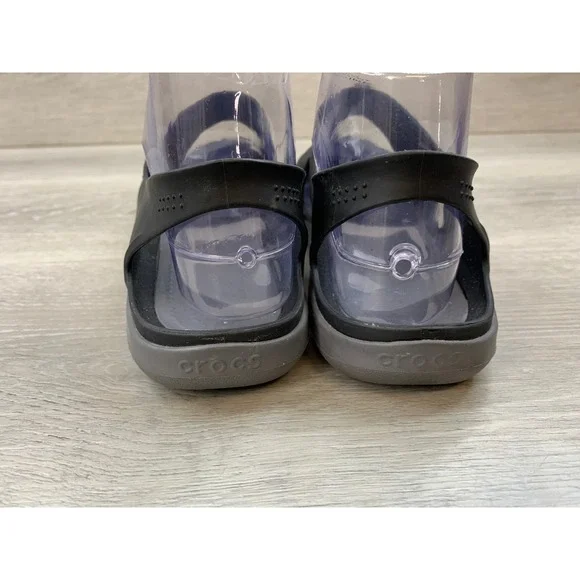 Crocs Swiftwater Sandals Women's 8 Black Gray Water Friendly Comfort Flats - Picture 4 of 10